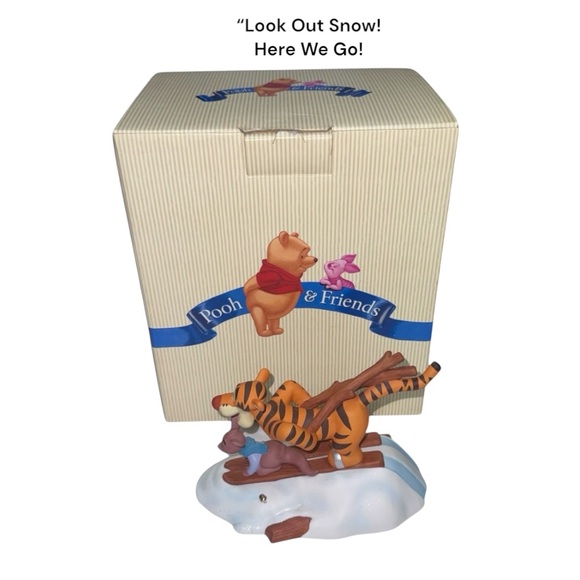 Disney Other - Pooh & Friends (NWT) 1990 “Look out snow! Here we go!” collectible figurine
